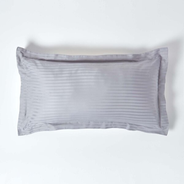 Grey Egyptian Cotton Satin Stripe King Size Oxford Pillowcase 330 TC