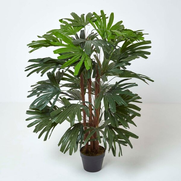 Homescapes Artificial Rhapis Excelsa Lifelike Palm Tree, 120 cm Tall