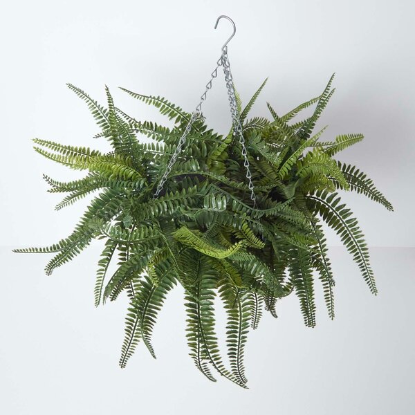 Homescapes Artificial Hanging Basket Fern Hanging Plant 65 cm