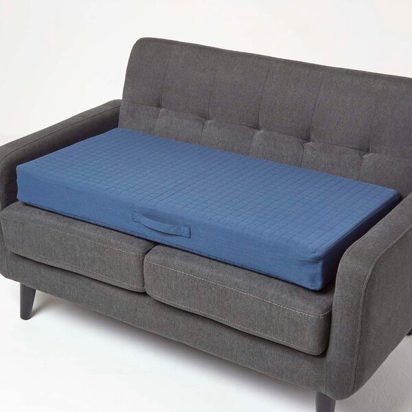 Navy Orthopaedic Foam 2-Seater Booster Cushion Removable Cotton Cover