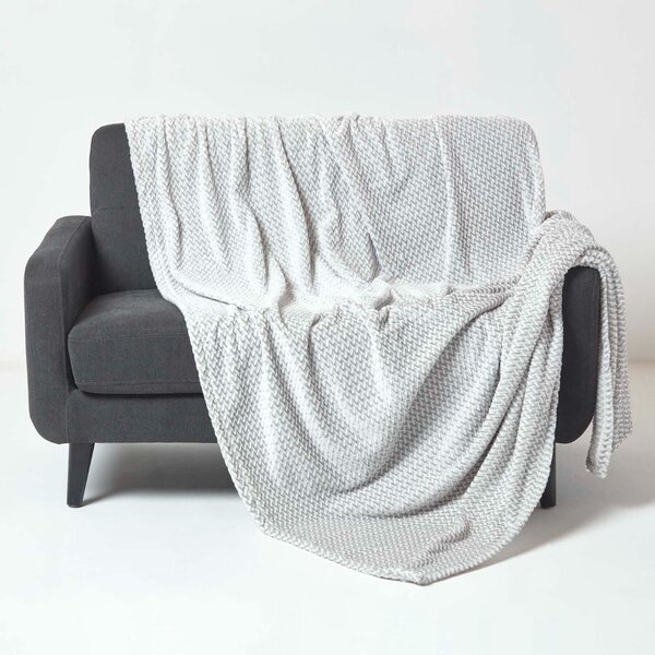 Homescapes Super Soft Grey Faux Fur Velvet Throw 130 x 160 cm