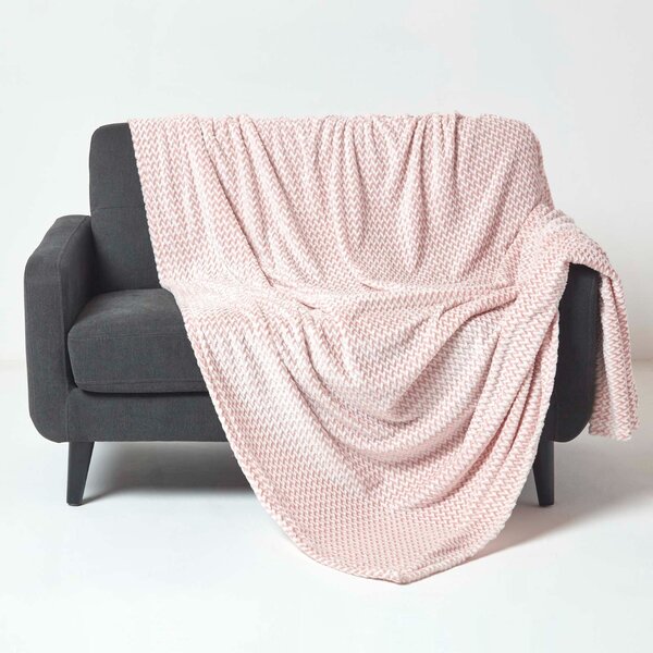 Homescapes Super Soft Pink Faux Fur Velvet Throw 130 x 160 cm