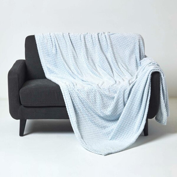 Homescapes Super Soft Blue Faux Fur Velvet Throw 130 x 160 cm