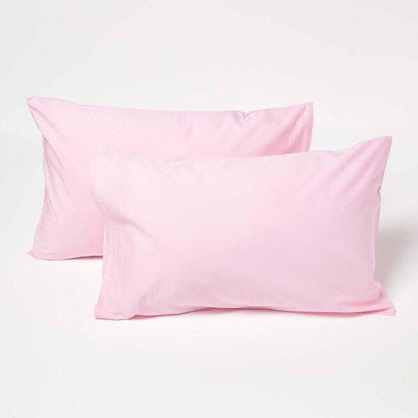 Homescapes Pair of Pink Cotton Kids Pillowcases 40 x 60 cm 200 TC