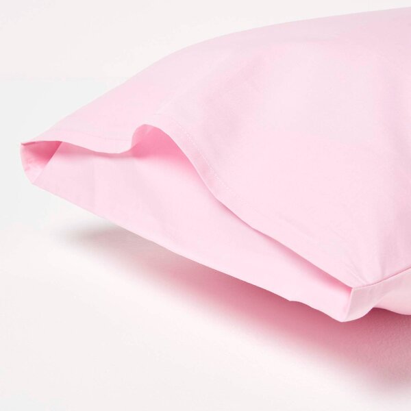 Homescapes Pair of Pink Cotton Kids Pillowcases 40 x 60 cm 200 TC