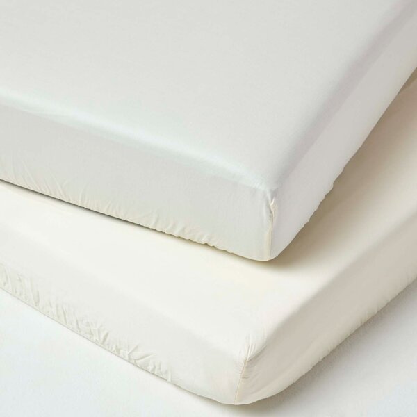 Homescapes Pair of White Organic Cotton Cot Fitted Sheets 400 TC