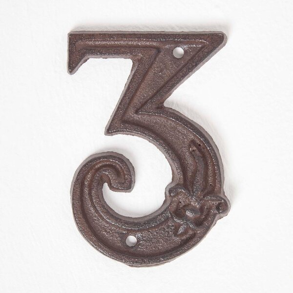 Homescapes Cast Iron House Number Decorative Metal Door Number, 3