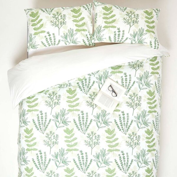 Homescapes Double Green Duvet Cover Set 200 TC Cotton Aztec Print