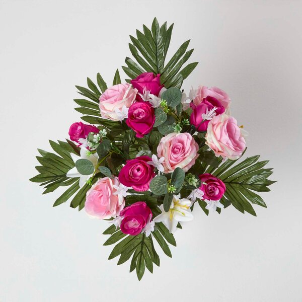 Homescapes Pink Rose & Lily Flower Bouquet