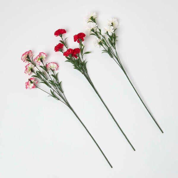 Homescapes Artificial Carnation Single Stem Set of 3