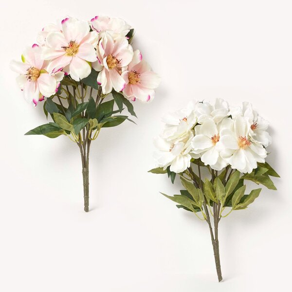 Homescapes Set of 2 Pink & Cream Artificial Magnolia Bouquets