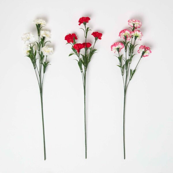 Homescapes Artificial Carnation Single Stem Set of 3