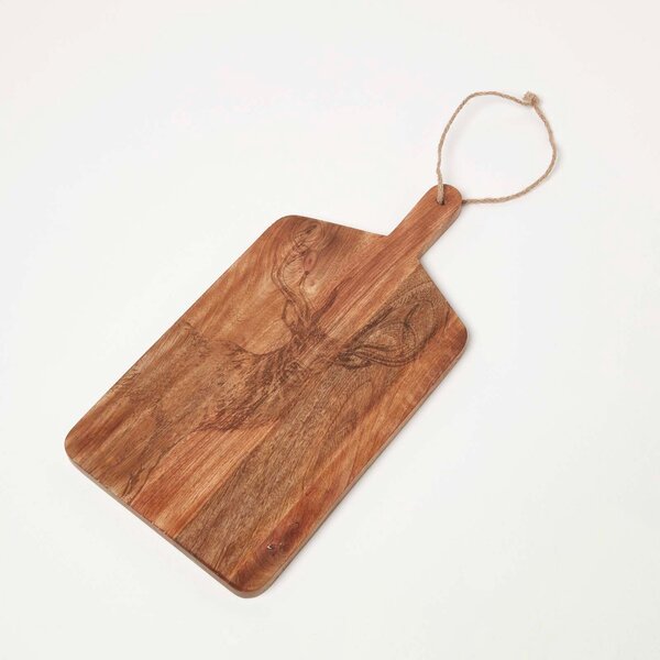 Homescpaes Etched Stag Mango Wood Chopping Board