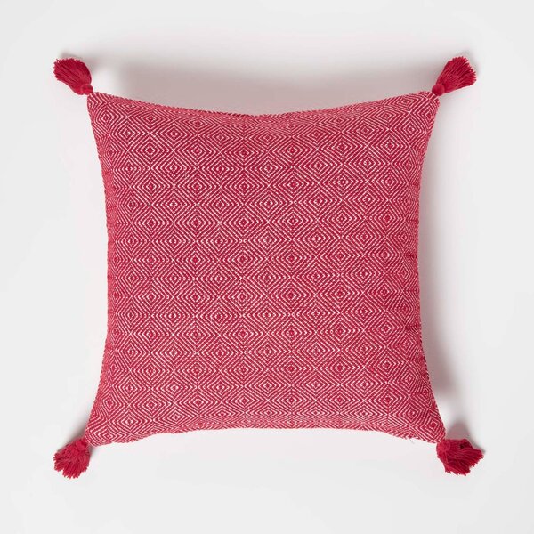 Homescapes Porto Handwoven Red Kilim Cushion with Cushion Insert