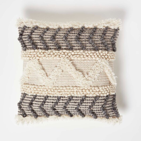 Homescapes Lindi Handwoven Cream Kilim Cushion with Cushion Insert