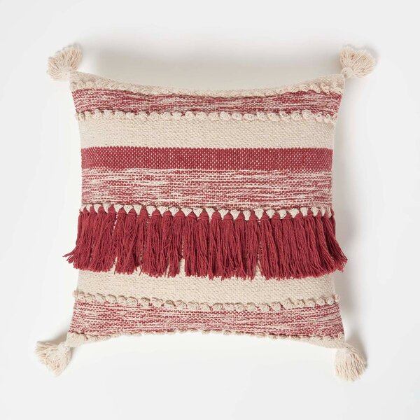 Homescapes Zadar Handwoven Red Kilim Cushion with Cushion Insert