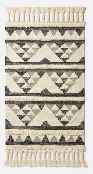 Black & Grey 90 x 150 cm Kota Handwoven Wool Kilim Rug