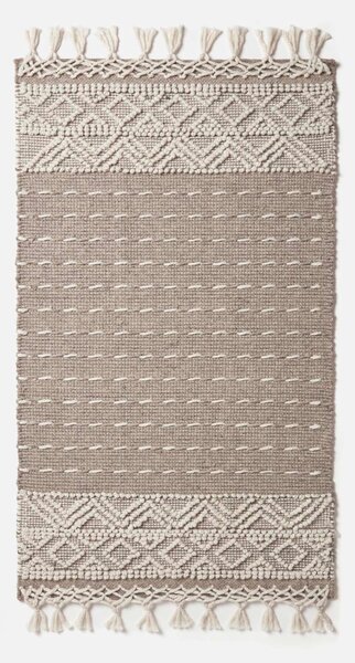 Beige & Natural 90 x 150 cm Patna Handwoven Wool Kilim Rug