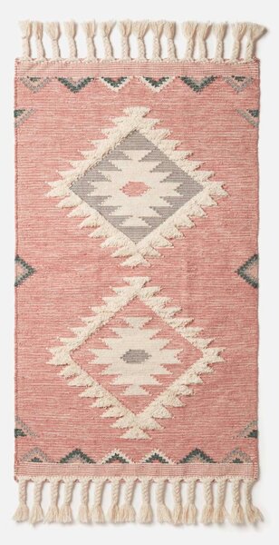 Pink Geometric 90 x 150 cm Pali Handwoven Wool Kilim Rug