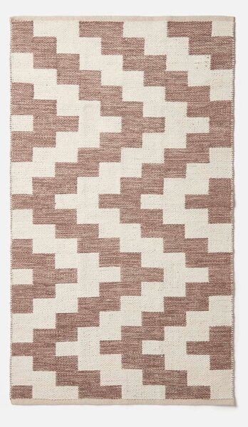 Brown & Cream 90 x 150 cm Handwoven Cotton Kilim Rug