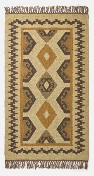 Brown & Gold 90 x 150 cm Ravar Handwoven Jute Kilim Rug