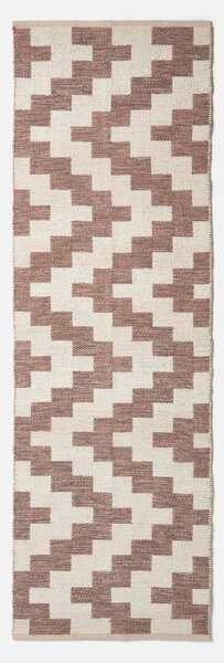 Brown & Cream 66 x 200 cm Handwoven Cotton Hall Runner Kilim Rug