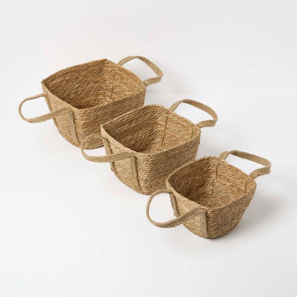 Homescapes Natural Woven Storage Basket Set of 3