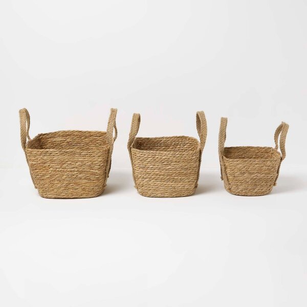 Homescapes Natural Woven Storage Basket Set of 3