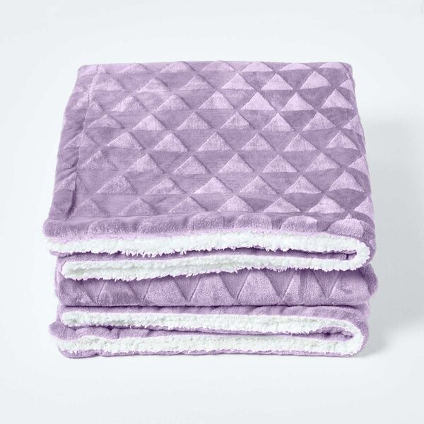 Homescapes Purple Geometric Triangle Velvet Throw, 130 x 160 cm