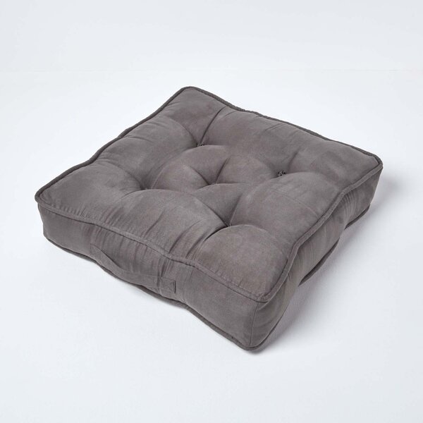 Grey Faux Suede Armchair Booster Cushion Firm 10cm Thick Seat Pad