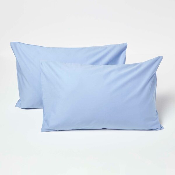 Homescapes Pair of Blue Cotton Kids Pillowcases 40 x 60 cm 200 TC