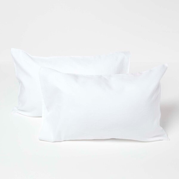 Homescapes Set of 2 White Kids Pillowcases Linen & Cotton Blend