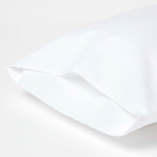 Homescapes Set of 2 White Kids Pillowcases Linen & Cotton Blend