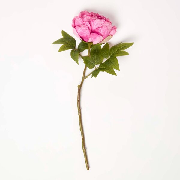 Homescapes Artificial Stem of Dried Pink Peony Flowers, 48 cm