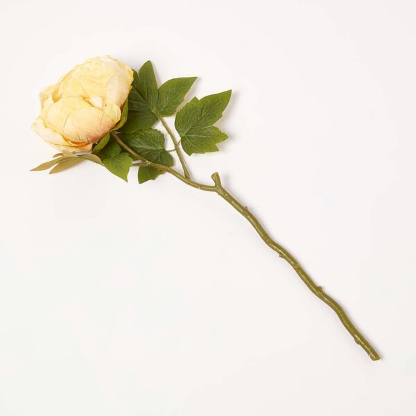 Homescapes Artificial Stem of Dried Yellow Peony Flowers, 48 cm