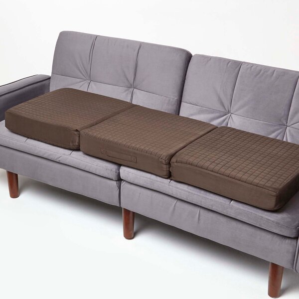 Brown Orthopaedic Foam 3-Seater Booster Cushion Removable Suede Cover