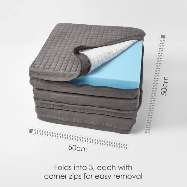 Grey Orthopaedic Foam 3-Seater Booster Cushion Removable Suede Cover