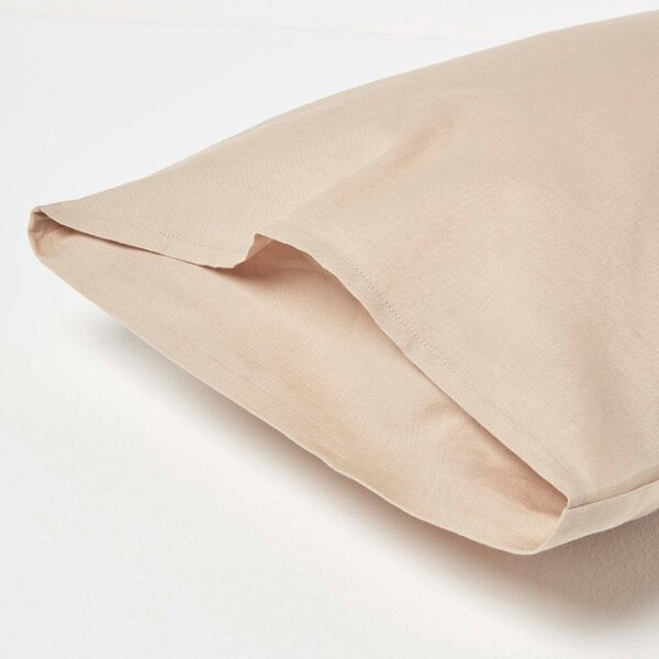 Homescapes Set of 2 Natural Kids Pillowcases Linen & Cotton Blend