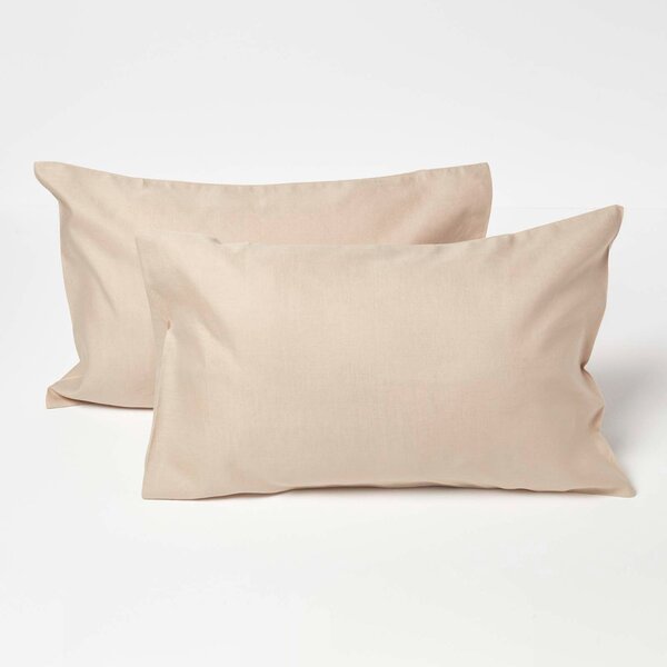 Homescapes Set of 2 Natural Kids Pillowcases Linen & Cotton Blend