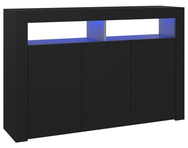 Sideboard with LED Lights Black 115.5x30x75 cm