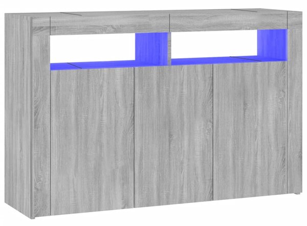 Sideboard with LED Lights Grey Sonoma 115.5x30x75 cm