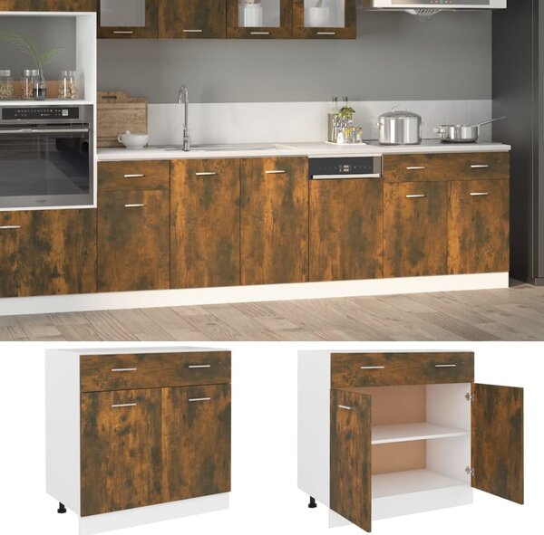 Drawer Bottom Cabinet Smoked Oak 80x46x81.5 cm Engineered Wood