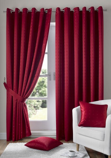 Madison Ready Made Lined Eyelet Curtains Red