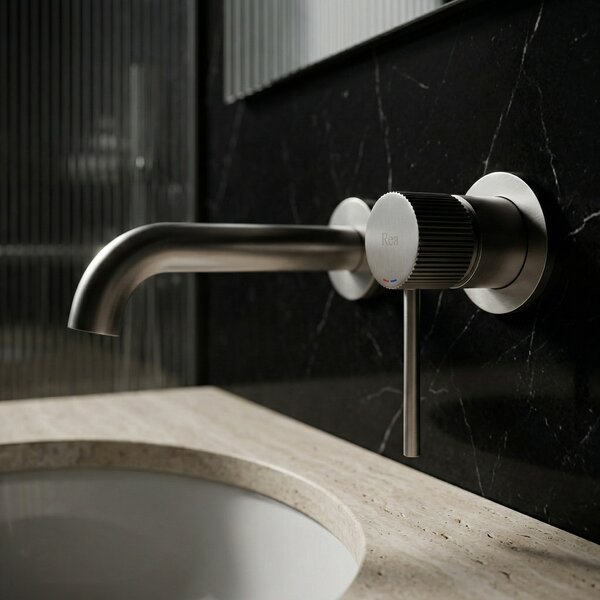 Wall Mounted faucet Rea Lungo Stripe Brush Nickel