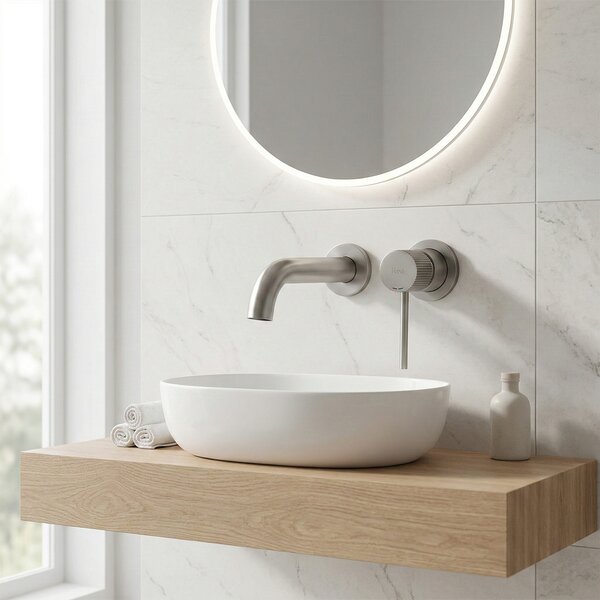 Wall Mounted faucet Rea Lungo Stripe Brush Nickel