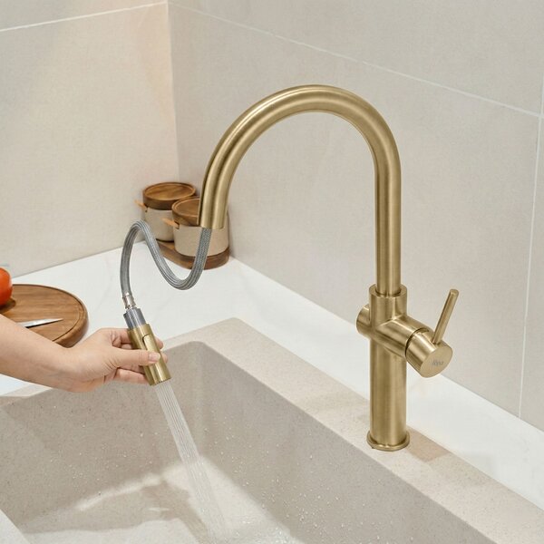Kitchen faucet Fresh High Gold Brush