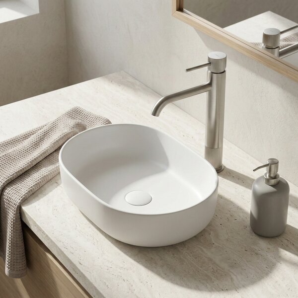 Bathroom faucet Rea Lungo Stripe Brush Nickel