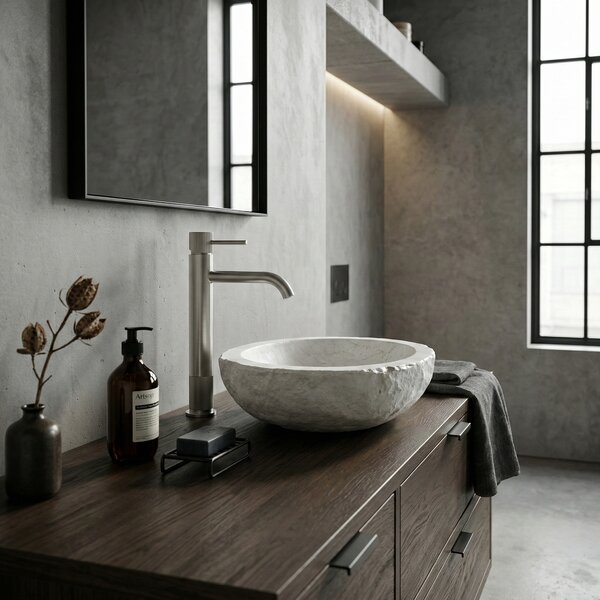 Bathroom faucet Rea Lungo Stripe Brush Nickel