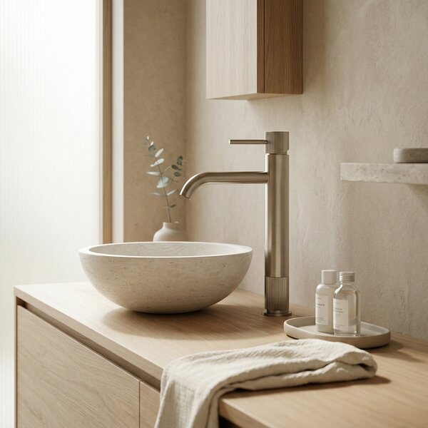 Bathroom faucet Rea Lungo Stripe Brush Nickel