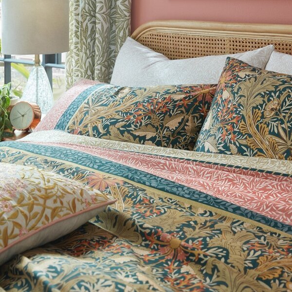 William Morris At Home Kelmscott Pair of Housewife Pillowcases Navy Rose